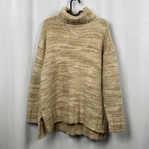 MUS & BOMBON Mahogany Wool Sweater Beige Turtleneck - Size Large - Picture 2 of 12